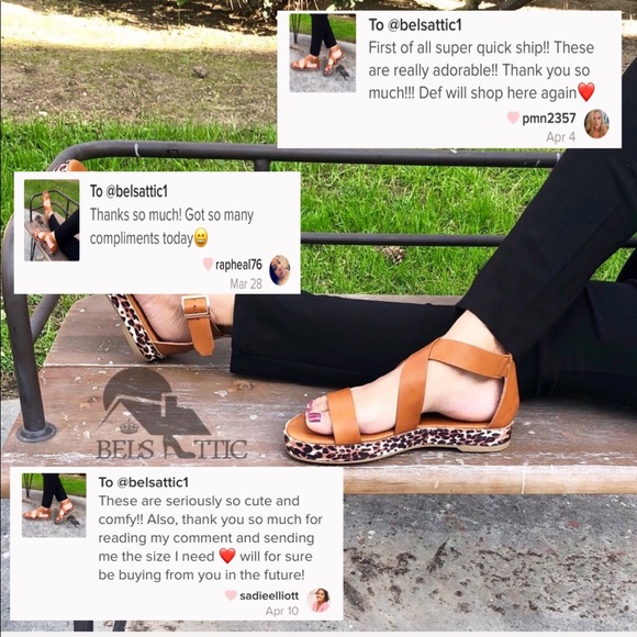 Vegan Leather Tan Leopard Platform Sandals - Picture 5 of 7